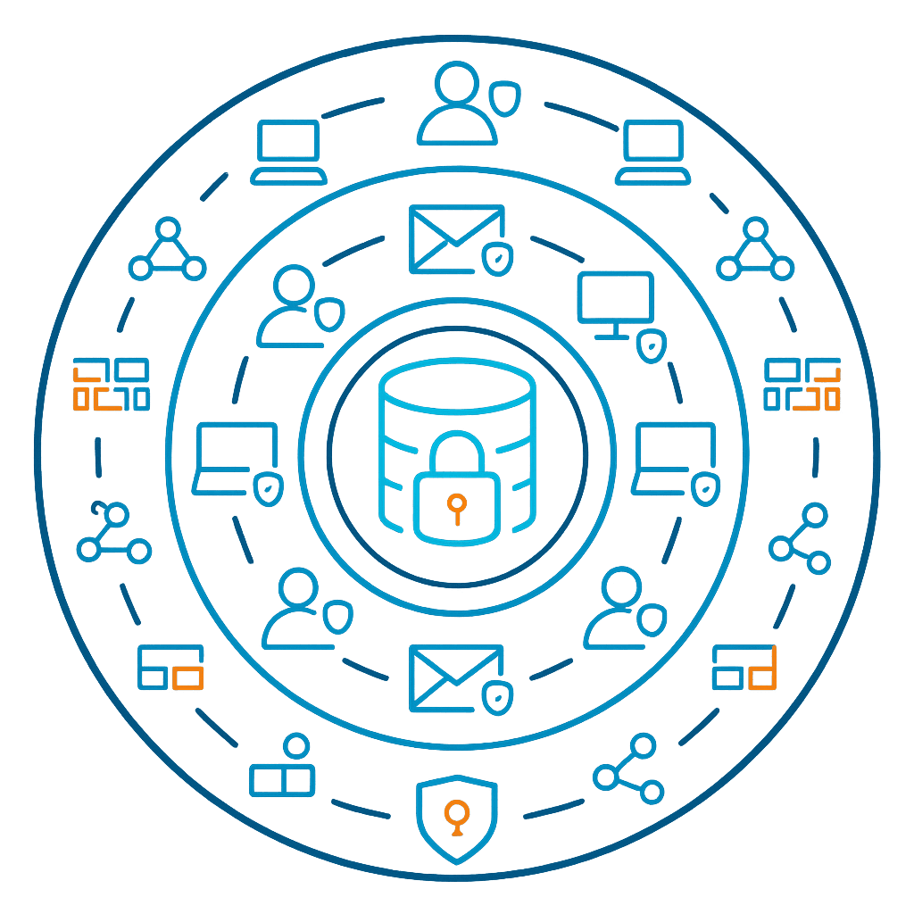 MicroSky defense-in-depth security layers protecting business data