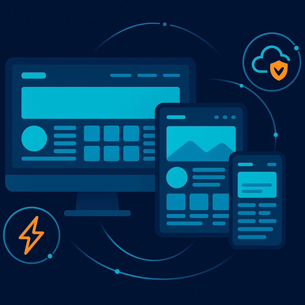 Responsive website design across desktop, tablet, and mobile with SEO and fast hosting