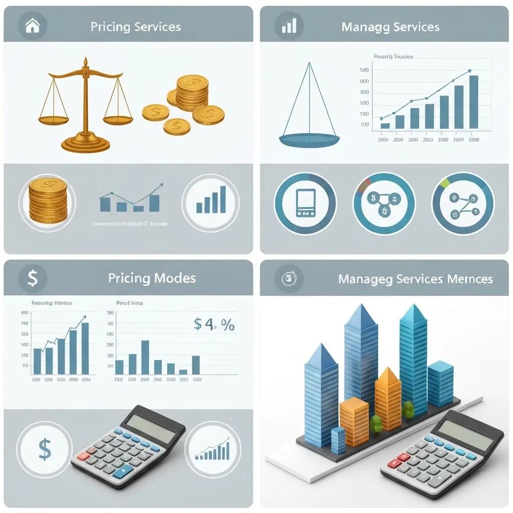 Visual representation of managed service provider pricing models with financial elements